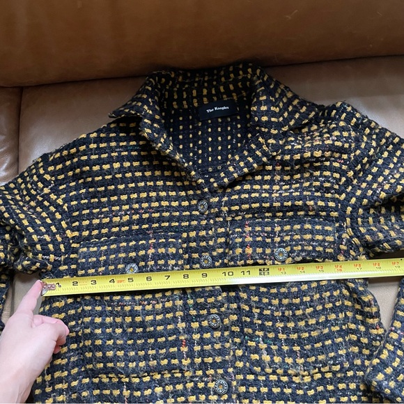 The Kooples wool blend black texture shacket overshirt rhinestone buttons tweed - Picture 5 of 8